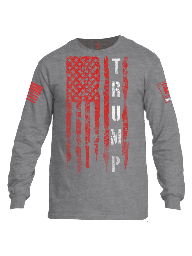 Battleraddle Trump Flag Red Sleeves Men Cotton Crew Neck Long Sleeve T Shirt