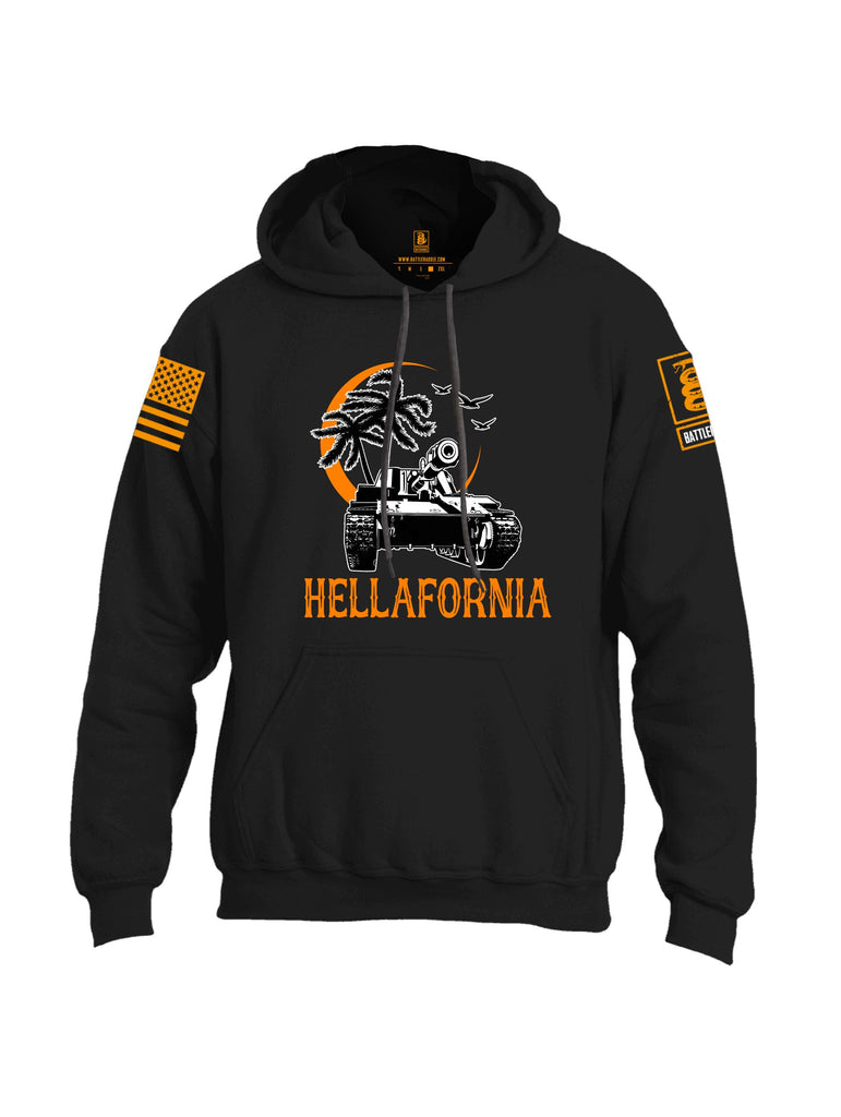Battleraddle Hellafornia Orange Sleeves Uni Cotton Blended Hoodie With Pockets
