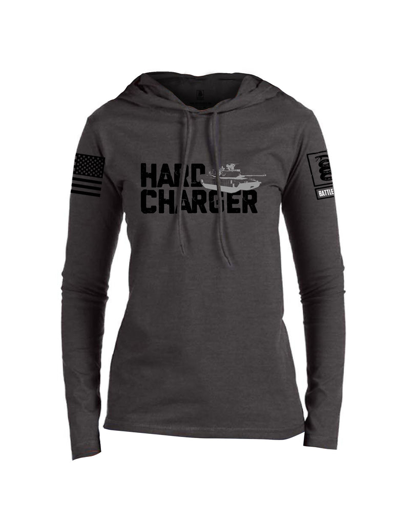 Battleraddle Hard Charger Black Sleeves Women Cotton Thin Cotton Lightweight Hoodie