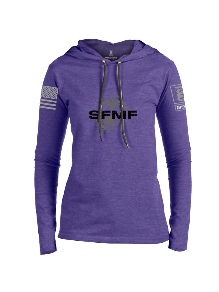 Battleraddle Sfmf Marine Grey Sleeves Women Cotton Thin Cotton Lightweight Hoodie