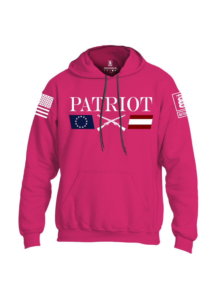 Battleraddle Patriot Rifle Flag White Sleeves Uni Cotton Blended Hoodie With Pockets