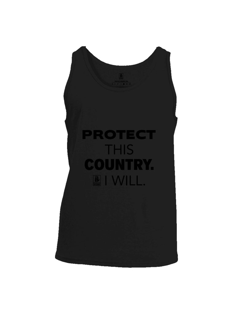 Battleraddle Protect This Country I Will.  Black Sleeves Men Cotton Cotton Tank Top