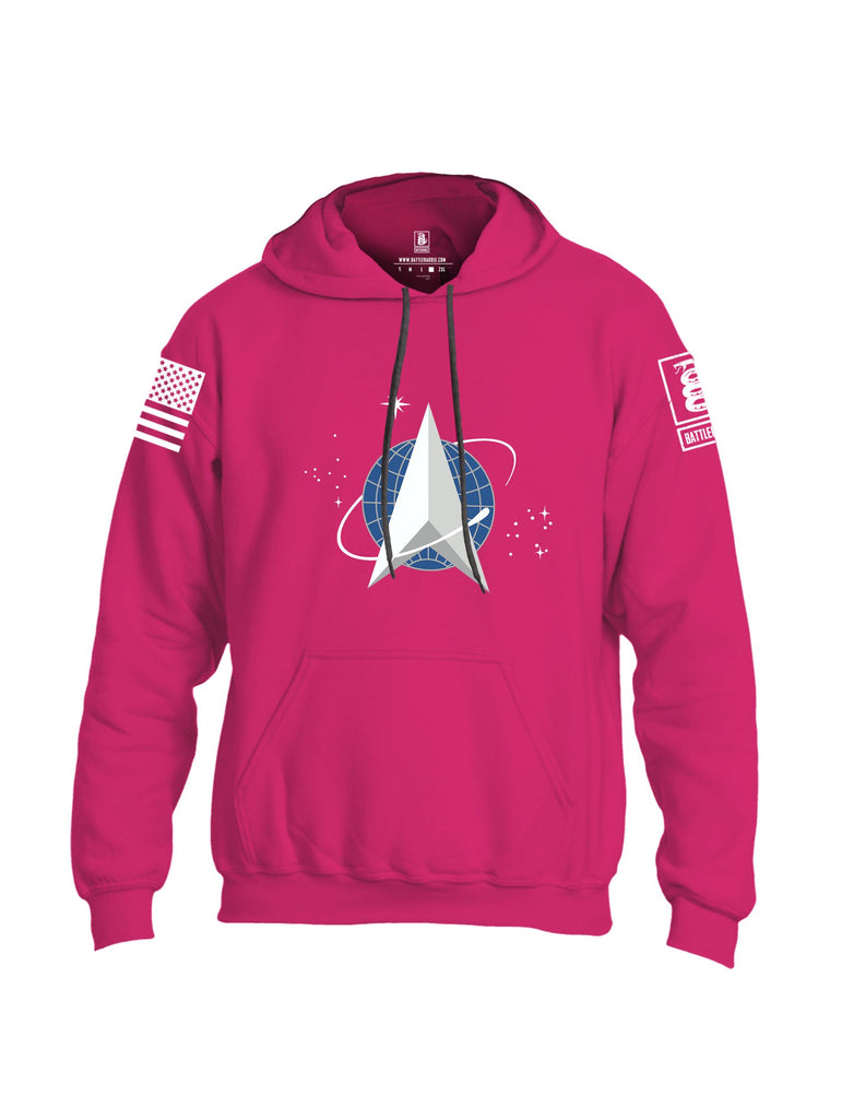 Battleraddle Spaceforce Starfleet Delta Command White Sleeves Uni Cotton Blended Hoodie With Pockets