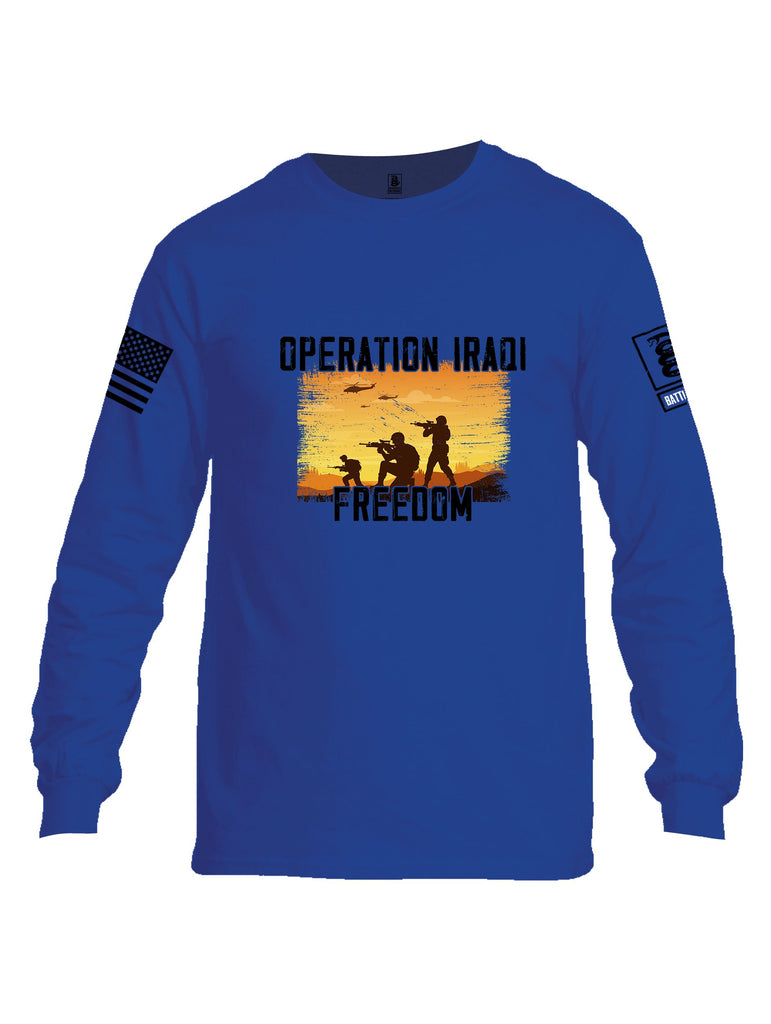 Battleraddle Operation Iraqi Freedom Soldiers Black Sleeves Men Cotton Crew Neck Long Sleeve T Shirt