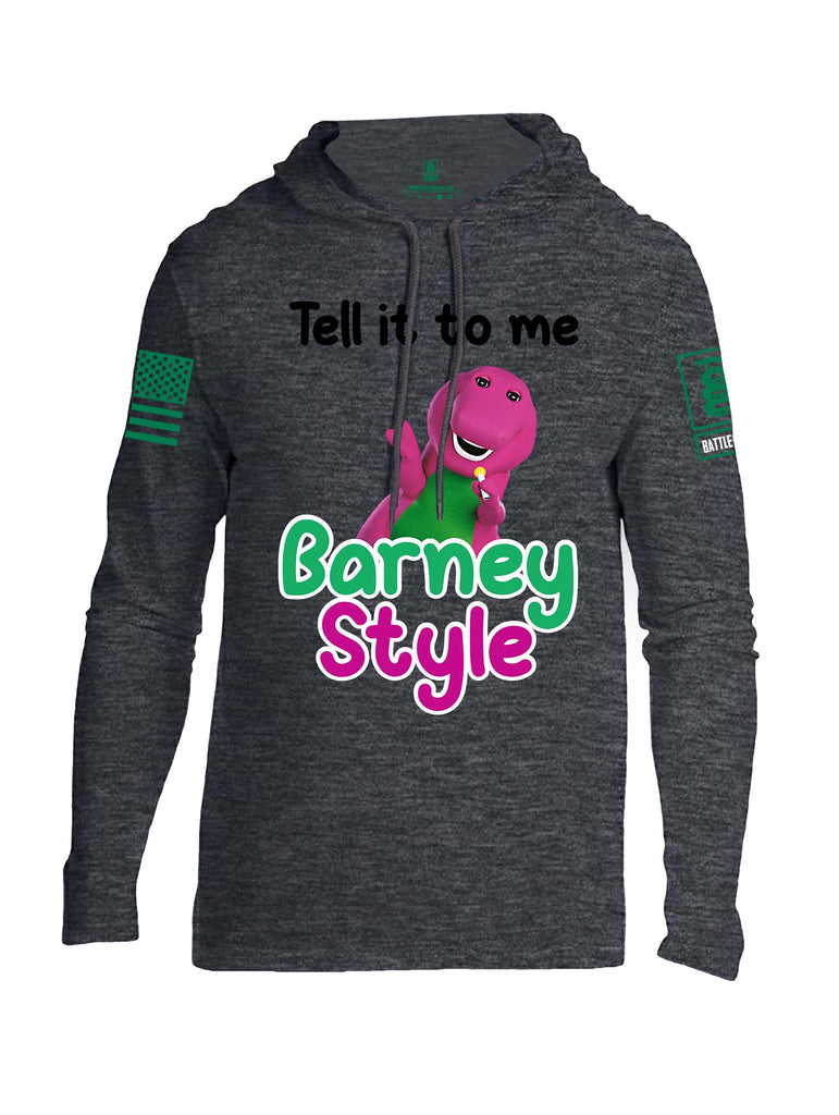 Battleraddle Tell It To Me Barney Style  Pearl Green Sleeves Men Cotton Thin Cotton Lightweight Hoodie