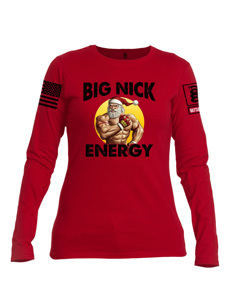 Battleraddle Big Nick Energy Black Sleeves Women Cotton Crew Neck Long Sleeve T Shirt