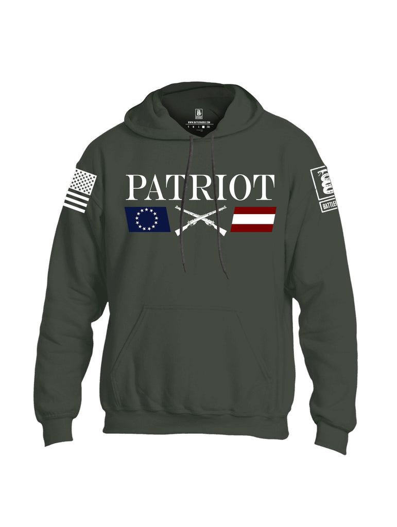 Battleraddle Patriot Rifle Flag White Sleeves Uni Cotton Blended Hoodie With Pockets