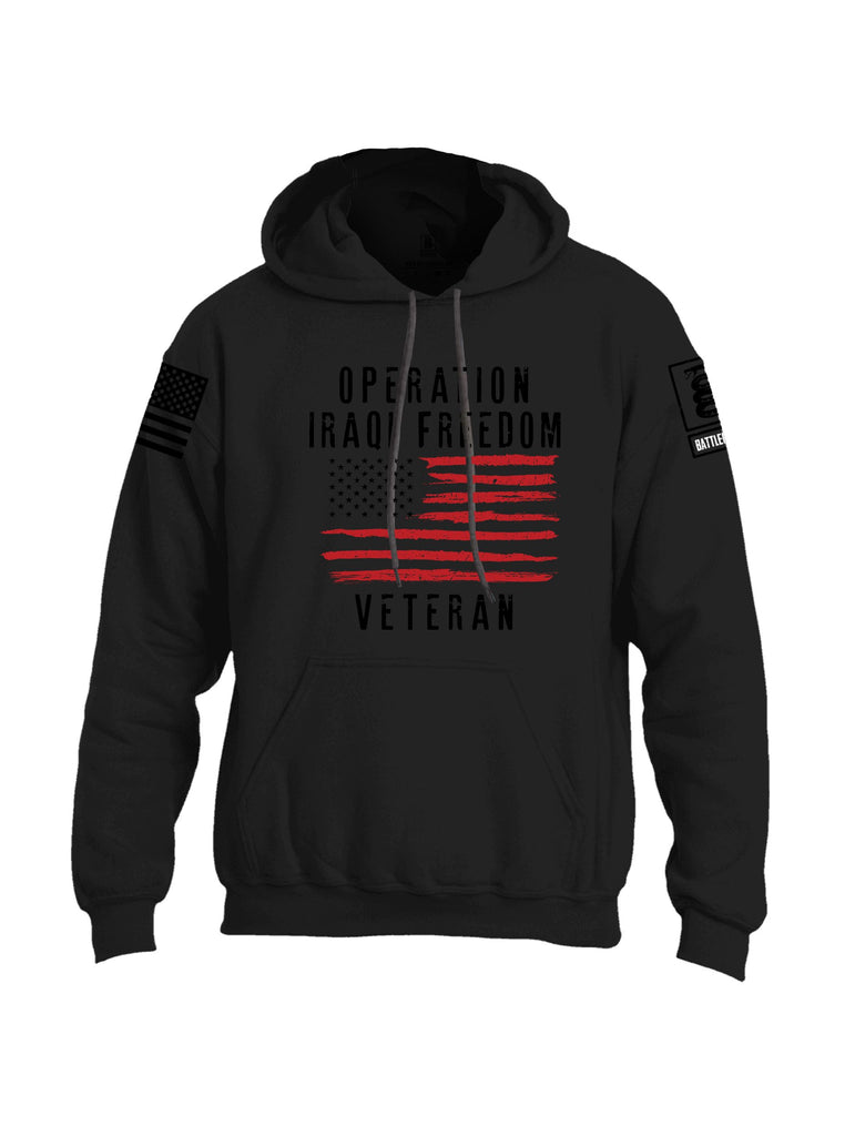 Battleraddle Operation Iraqi Freedom Veteran Black Sleeves Uni Cotton Blended Hoodie With Pockets