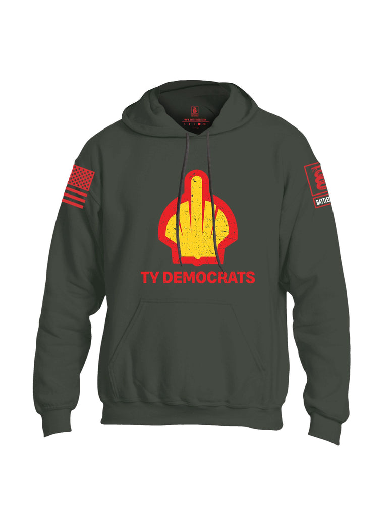 Battleraddle Ty Democrats  Red Sleeves Uni Cotton Blended Hoodie With Pockets