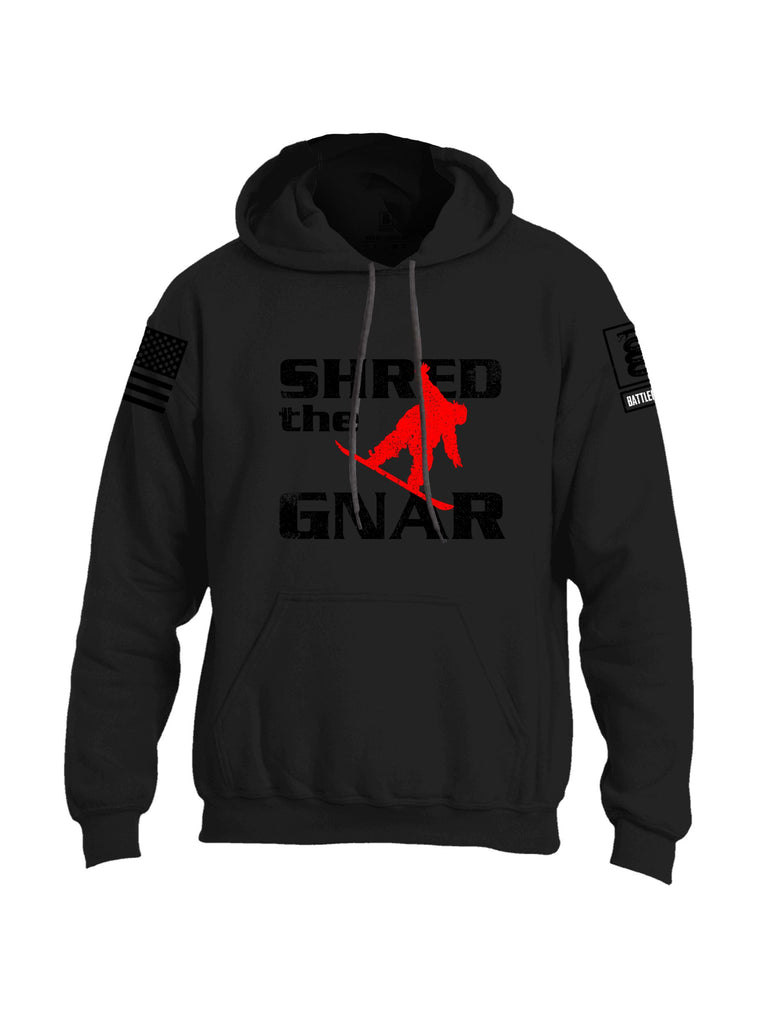 Battleraddle Shred The Gnar Black Sleeves Uni Cotton Blended Hoodie With Pockets