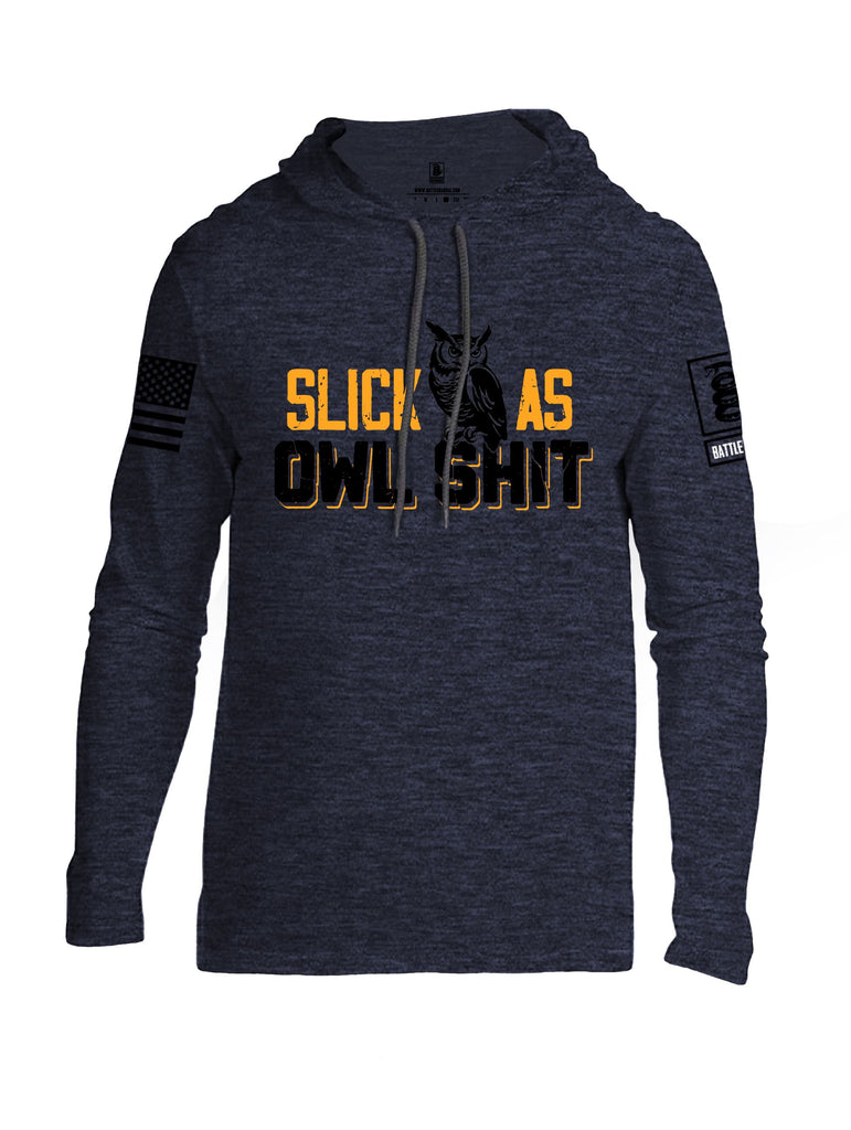 Battleraddle Slick As Owl Shit Black Sleeves Men Cotton Thin Cotton Lightweight Hoodie