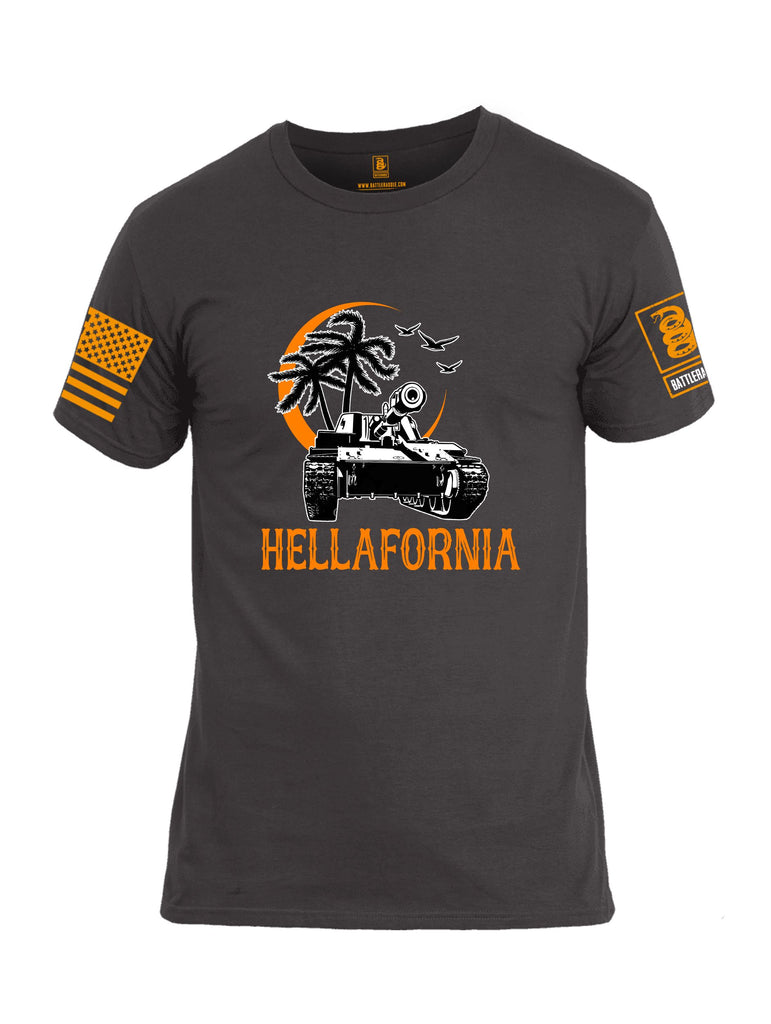 Battleraddle Hellafornia Orange Sleeves Men Cotton Crew Neck T-Shirt