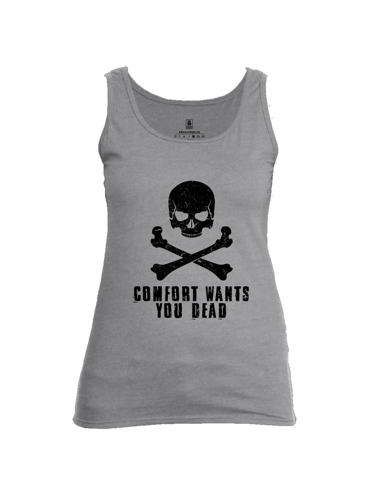 Battleraddle Comfort Wants You Dead Black Sleeves Women Cotton Cotton Tank Top