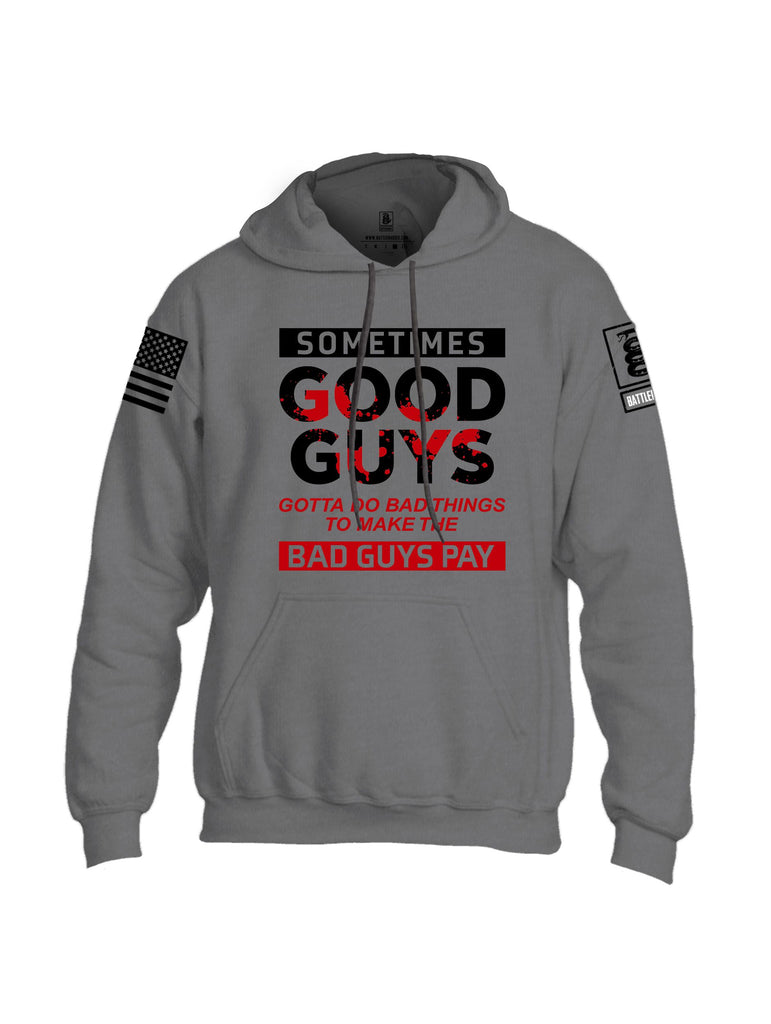 Battleraddle Sometimes Good Guys Black Sleeves Uni Cotton Blended Hoodie With Pockets