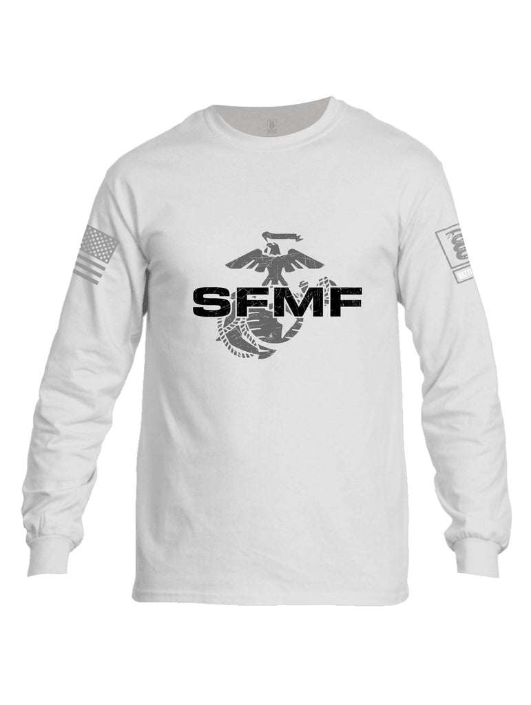 Battleraddle Sfmf Marine Grey Sleeves Men Cotton Crew Neck Long Sleeve T Shirt