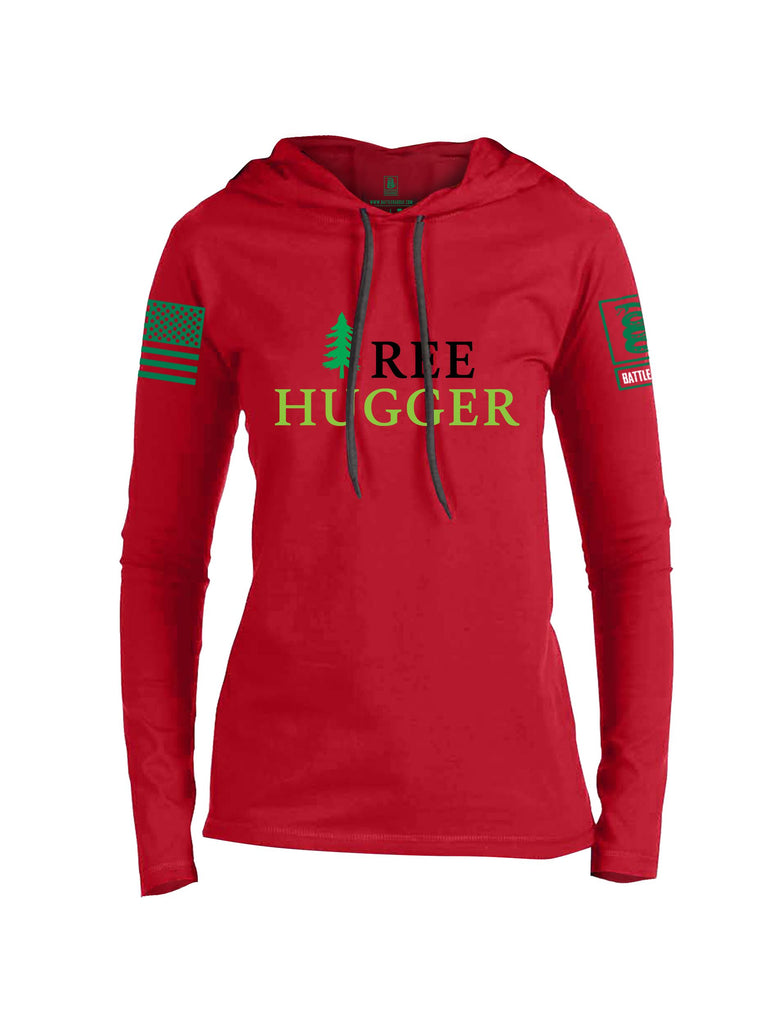 Battleraddle Tree Hugger Pearl Green Sleeves Women Cotton Thin Cotton Lightweight Hoodie