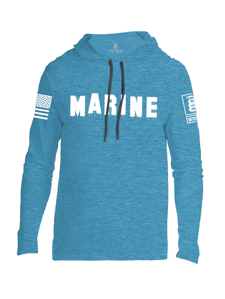 Battleraddle Marine Hollywood White Sleeves Men Cotton Thin Cotton Lightweight Hoodie