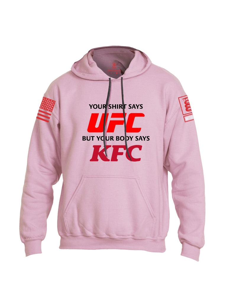 Battleraddle Your Shirt Says Ufc Red Sleeves Uni Cotton Blended Hoodie With Pockets