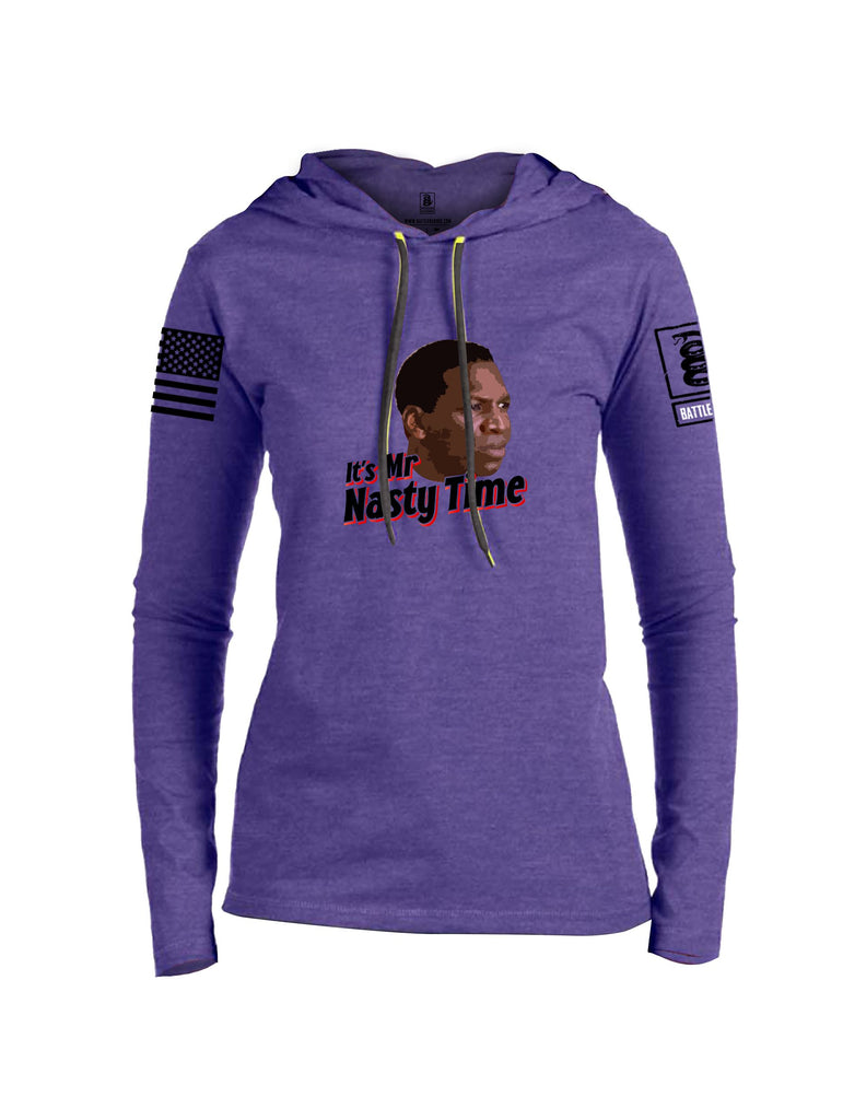 Battleraddle Its Mr Nasty Time Black Sleeves Women Cotton Thin Cotton Lightweight Hoodie