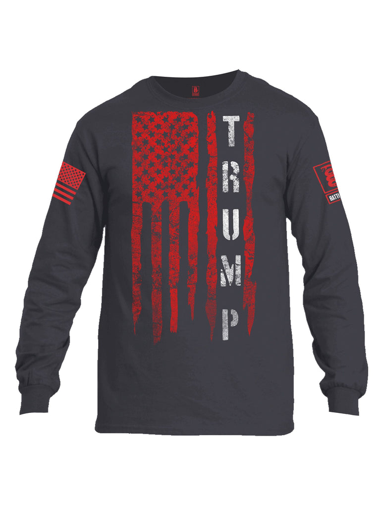 Battleraddle Trump Flag Red Sleeves Men Cotton Crew Neck Long Sleeve T Shirt