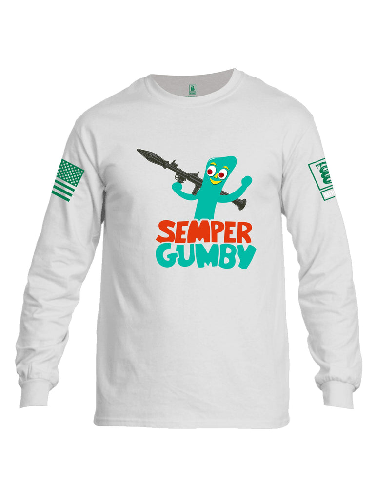 Battleraddle Semper Gumby Pearl Green Sleeves Men Cotton Crew Neck Long Sleeve T Shirt