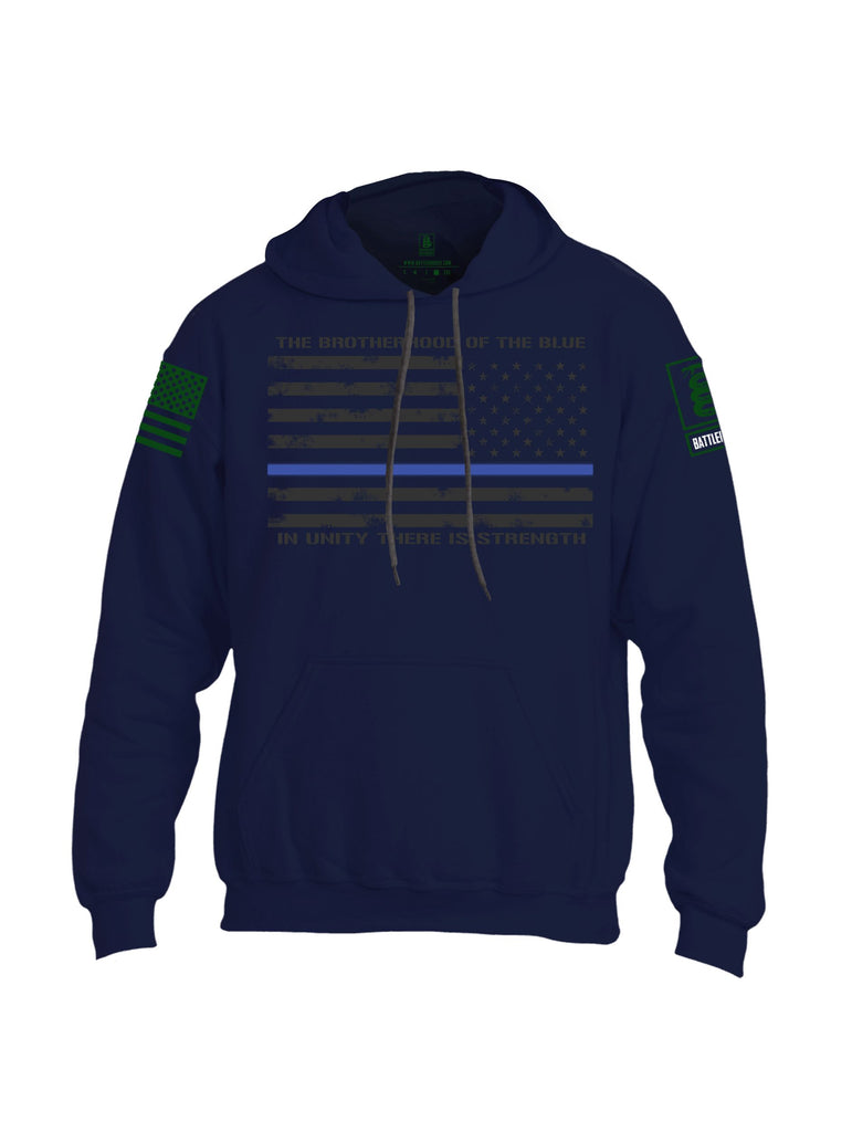 Battleraddle The Brotherhood Of The Blue White  Dark Green Sleeves Uni Cotton Blended Hoodie With Pockets