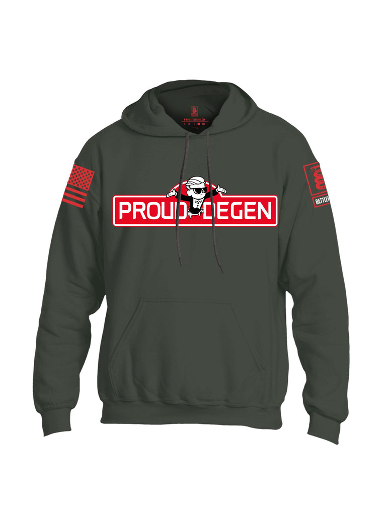 Battleraddle Proud Degen Red Sleeves Uni Cotton Blended Hoodie With Pockets