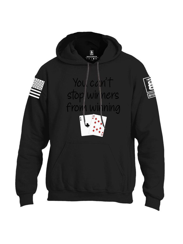 Battleraddle You Can'T Stop Winners From Winning White Sleeves Uni Cotton Blended Hoodie With Pockets