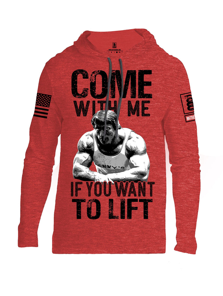 Battleraddle Come With Me If You Want To Lift  Black Sleeves Men Cotton Thin Cotton Lightweight Hoodie