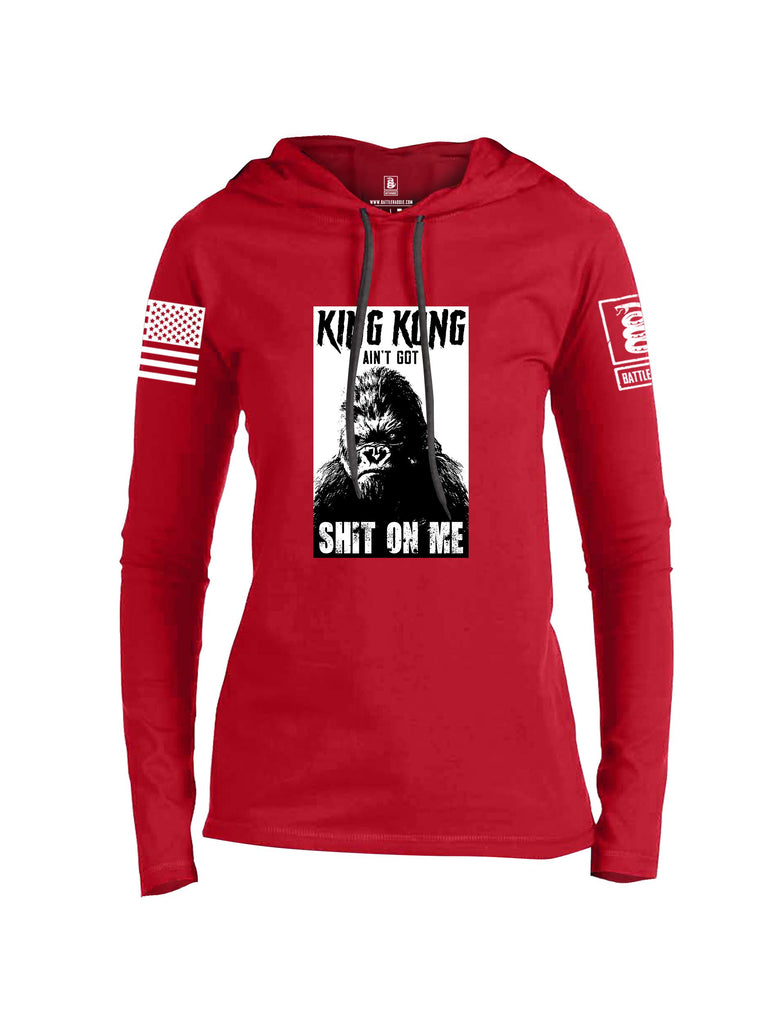 Battleraddle King Kong Ain'T Got Shit On Me White Sleeves Women Cotton Thin Cotton Lightweight Hoodie