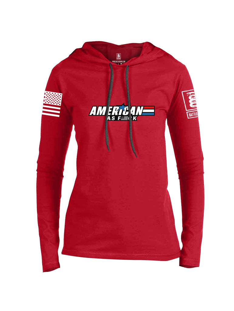 Battleraddle American As F White Sleeves Women Cotton Thin Cotton Lightweight Hoodie