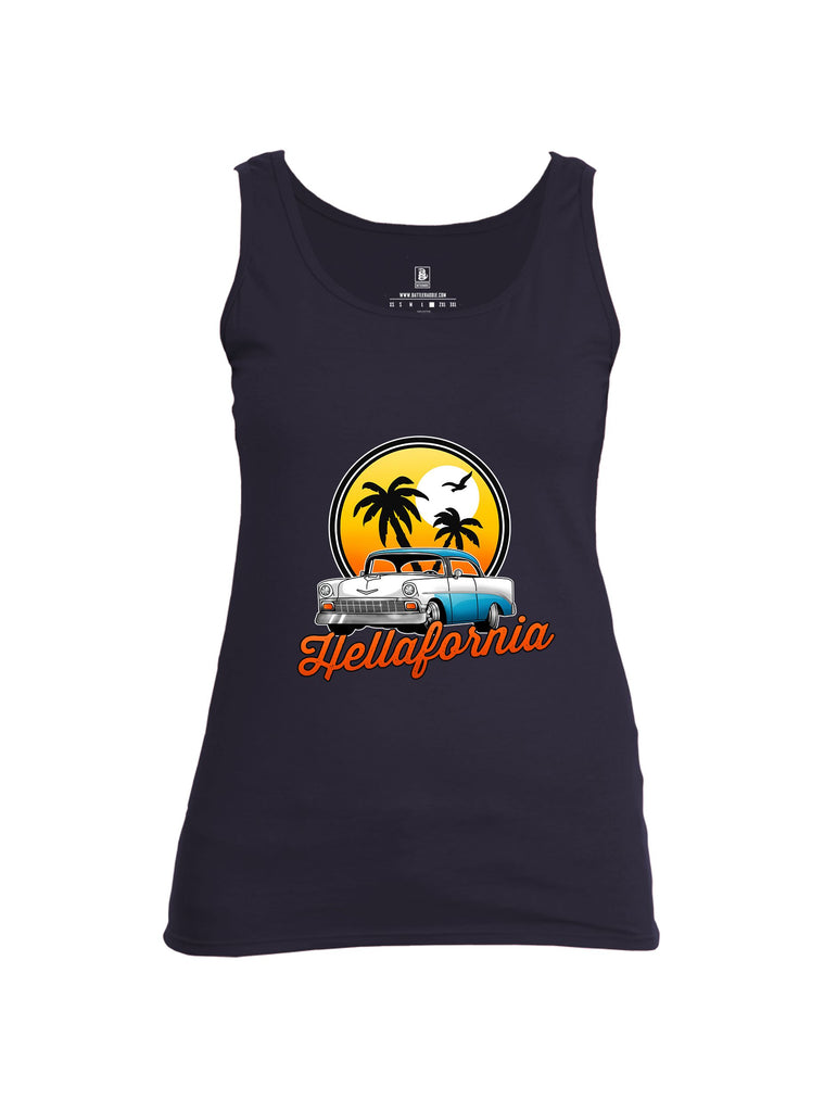 Battleraddle Hellafornia Chevy 56 White Sleeves Women Cotton Cotton Tank Top