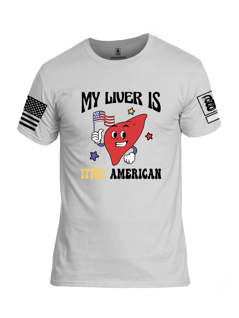 Battleraddle My Liver Is 1776 American  Black Sleeves Men Cotton Crew Neck T-Shirt