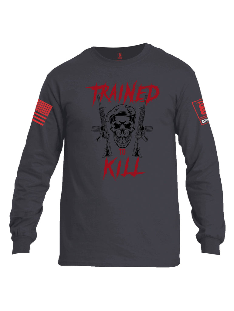 Battleraddle Trained To Kill  Red Sleeves Men Cotton Crew Neck Long Sleeve T Shirt