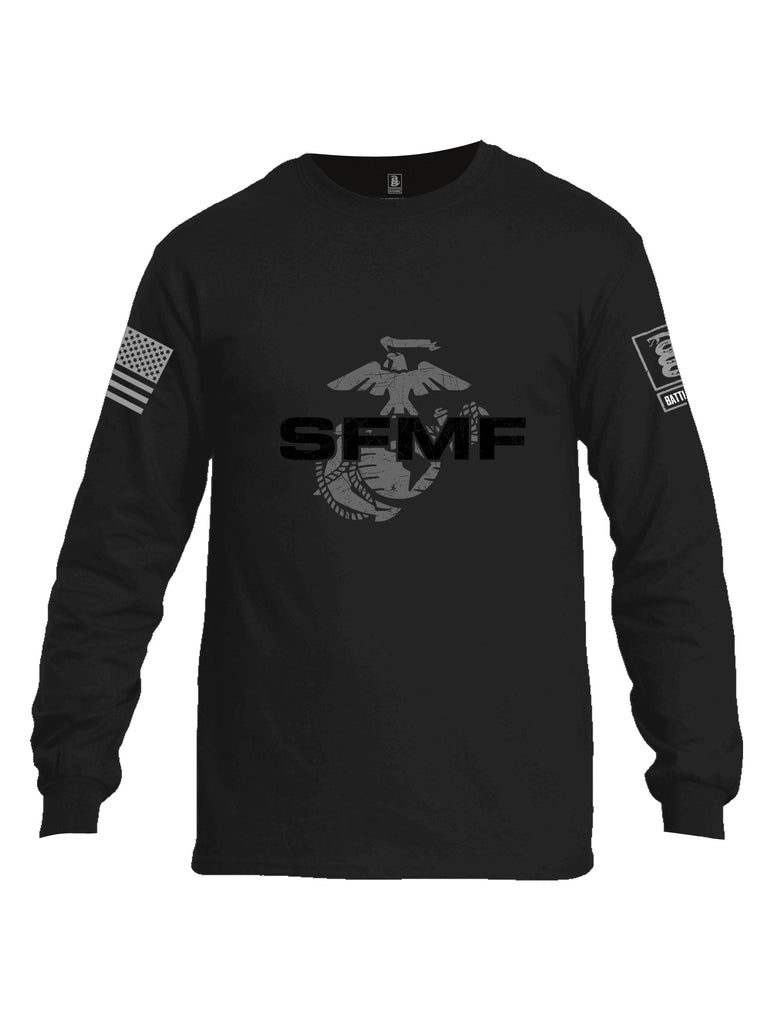 Battleraddle Sfmf Marine Grey Sleeves Men Cotton Crew Neck Long Sleeve T Shirt