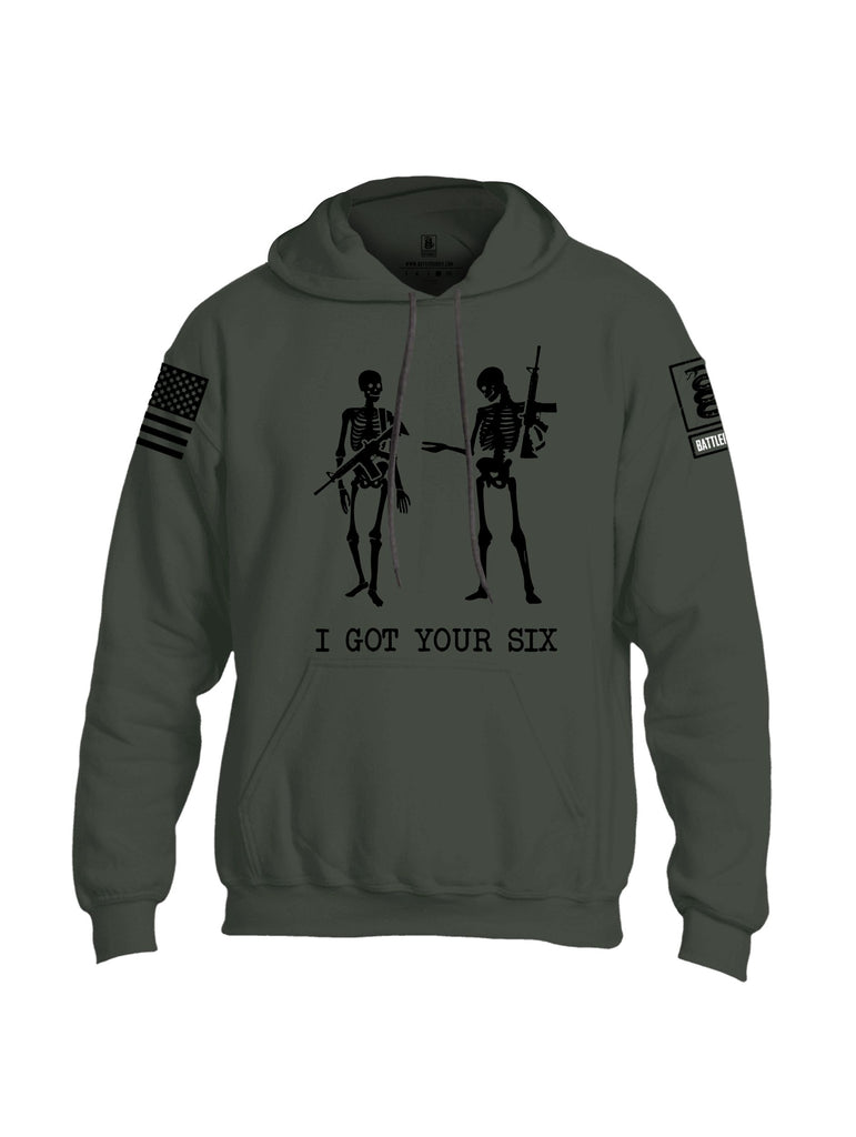 Battleraddle I Got Your Six Skeleton  Black Sleeves Uni Cotton Blended Hoodie With Pockets