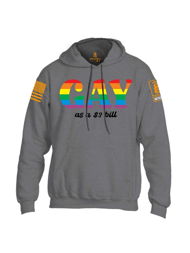 Battleraddle Gay As A Three Dollar Bill Orange Sleeves Uni Cotton Blended Hoodie With Pockets