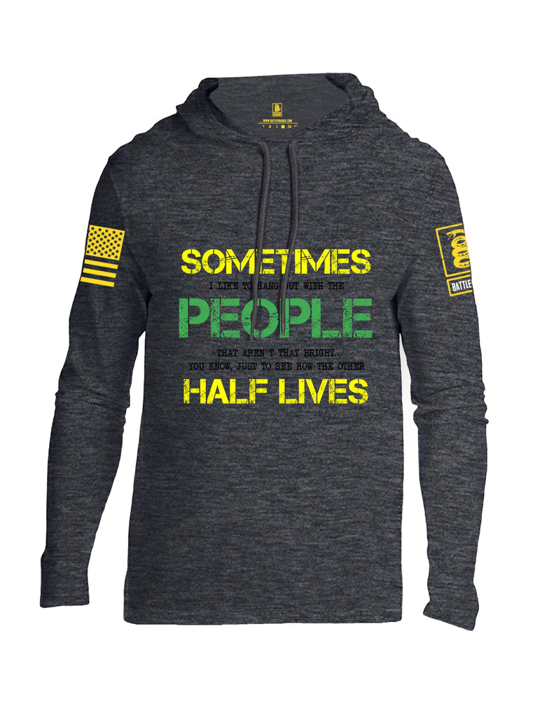 Battleraddle Sometimes I Like To Hang Out With The People Yellow Sleeves Men Cotton Thin Cotton Lightweight Hoodie