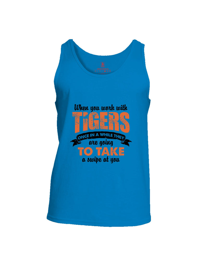 Battleraddle When You Work With Tigers Red Sleeves Men Cotton Cotton Tank Top