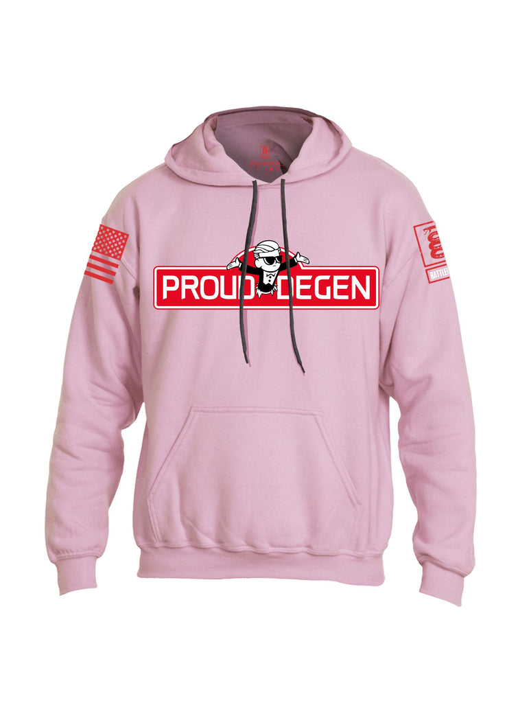 Battleraddle Proud Degen Red Sleeves Uni Cotton Blended Hoodie With Pockets