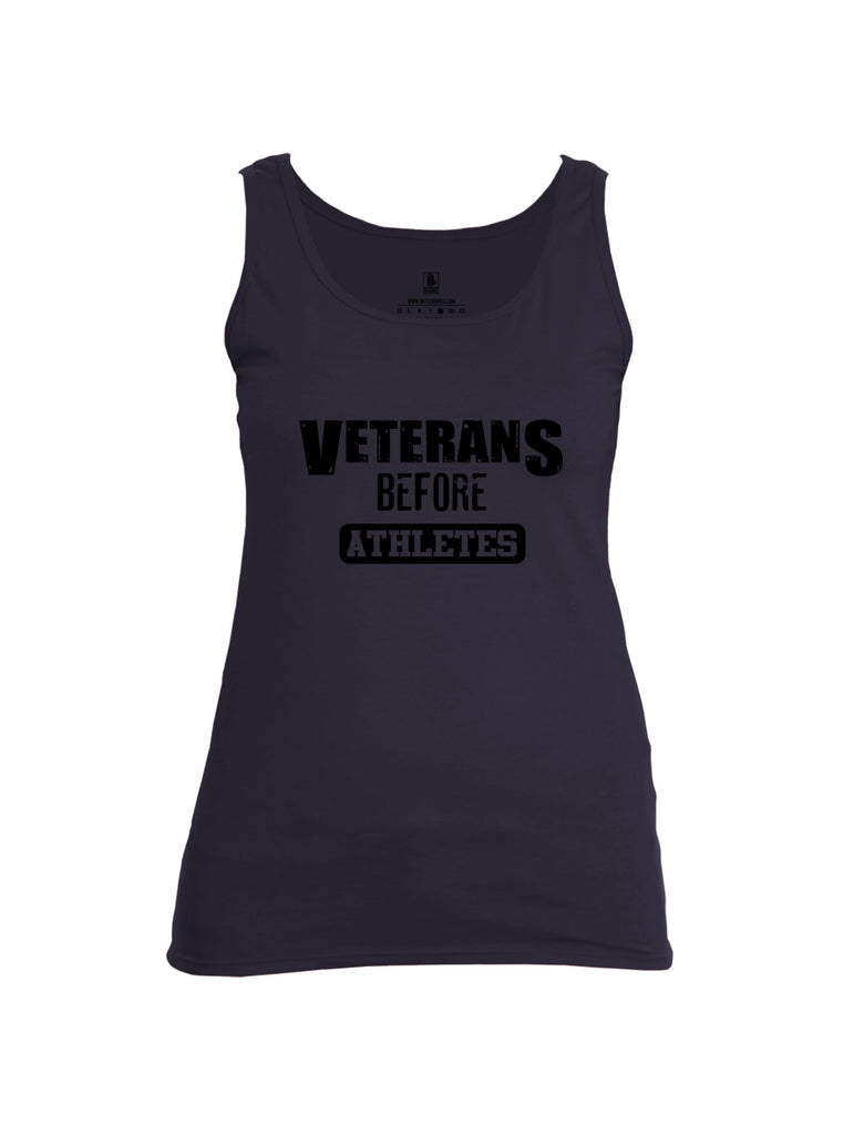 Battleraddle Veterans Before Athletes Black Sleeves Women Cotton Cotton Tank Top