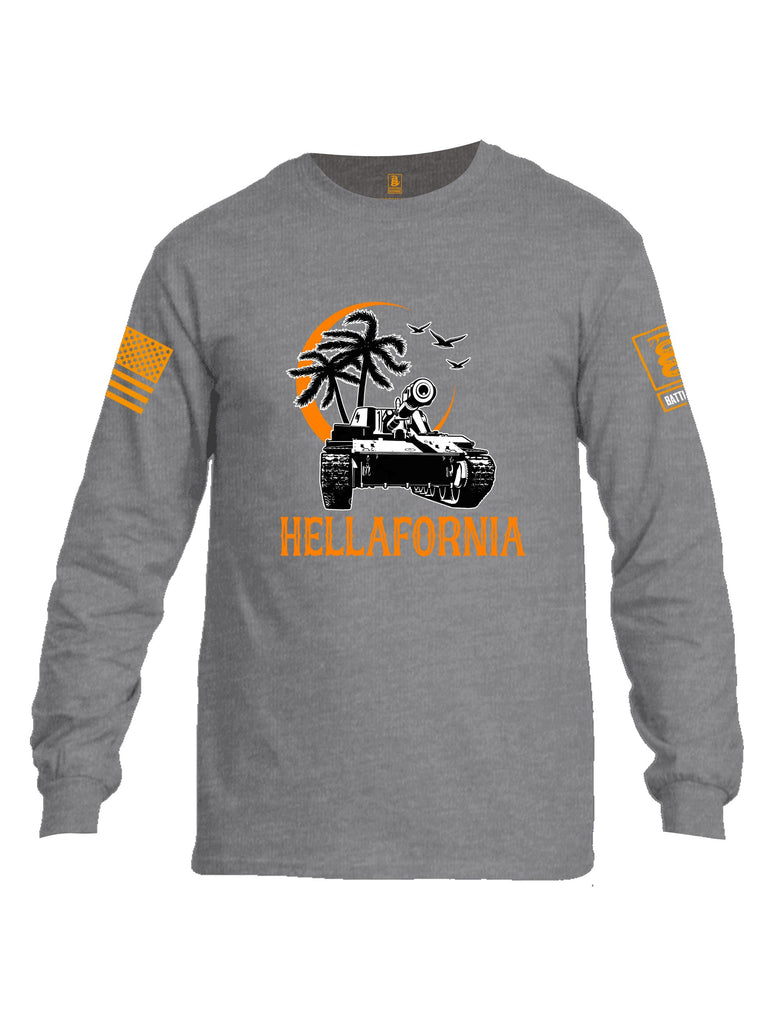 Battleraddle Hellafornia Orange Sleeves Men Cotton Crew Neck Long Sleeve T Shirt