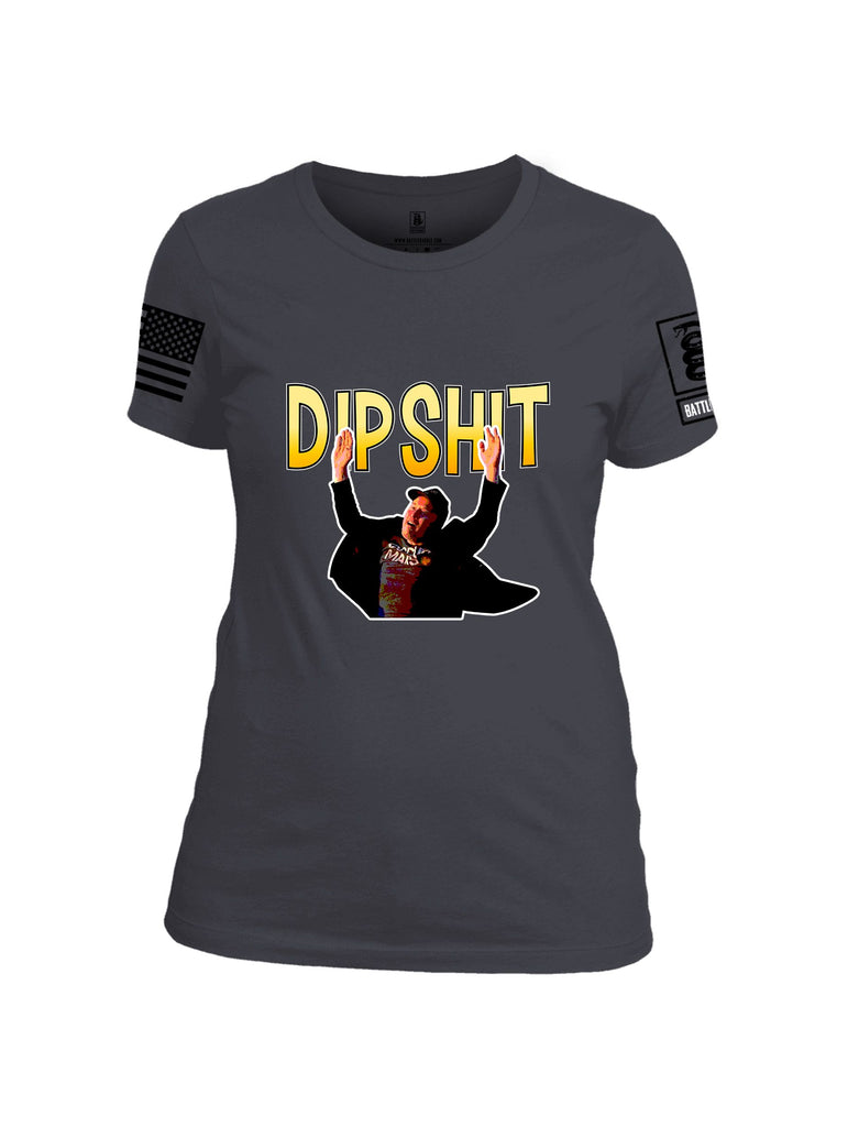 Battleraddle Dipshit Black Sleeves Women Cotton Crew Neck T-Shirt