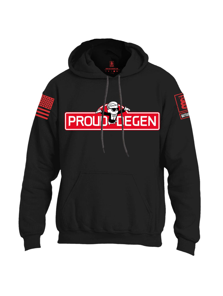 Battleraddle Proud Degen Red Sleeves Uni Cotton Blended Hoodie With Pockets