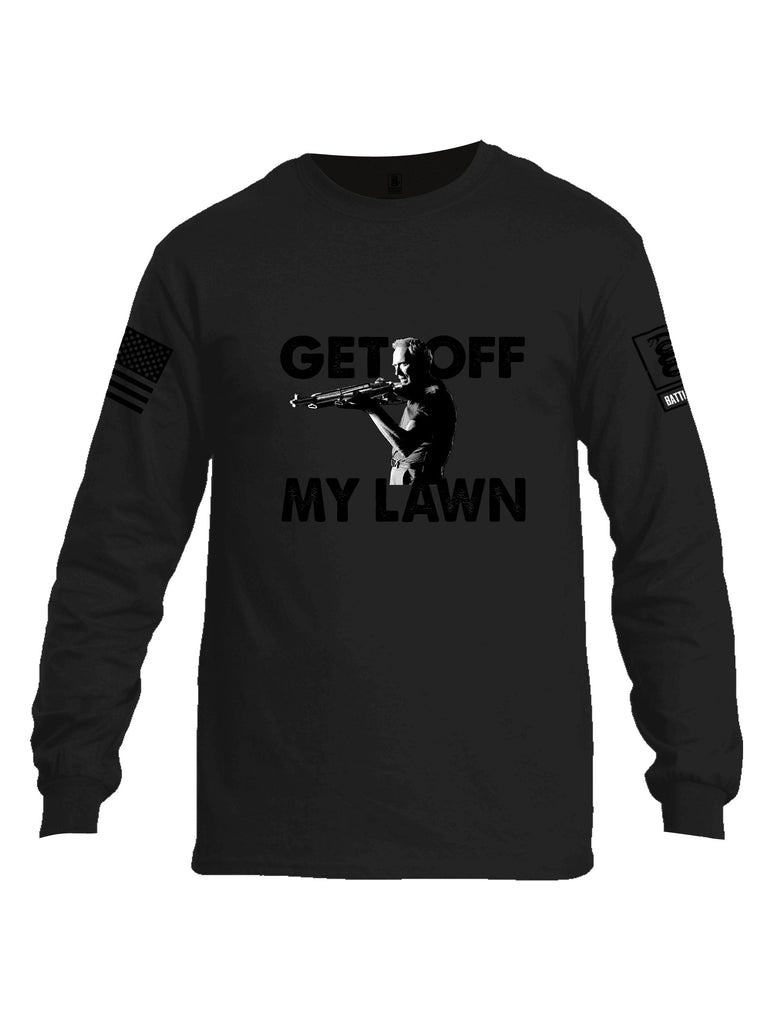 Battleraddle Get Off My Lawn Black Sleeves Men Cotton Crew Neck Long Sleeve T Shirt