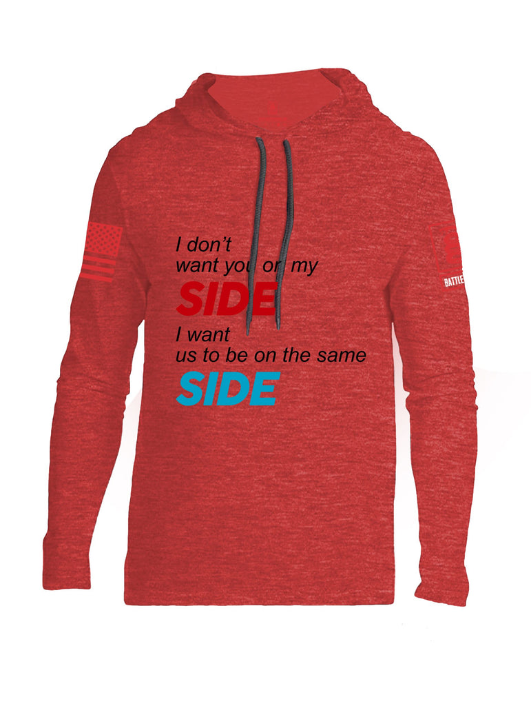 Battleraddle I Don'T Want You On My Side Red Sleeves Men Cotton Thin Cotton Lightweight Hoodie