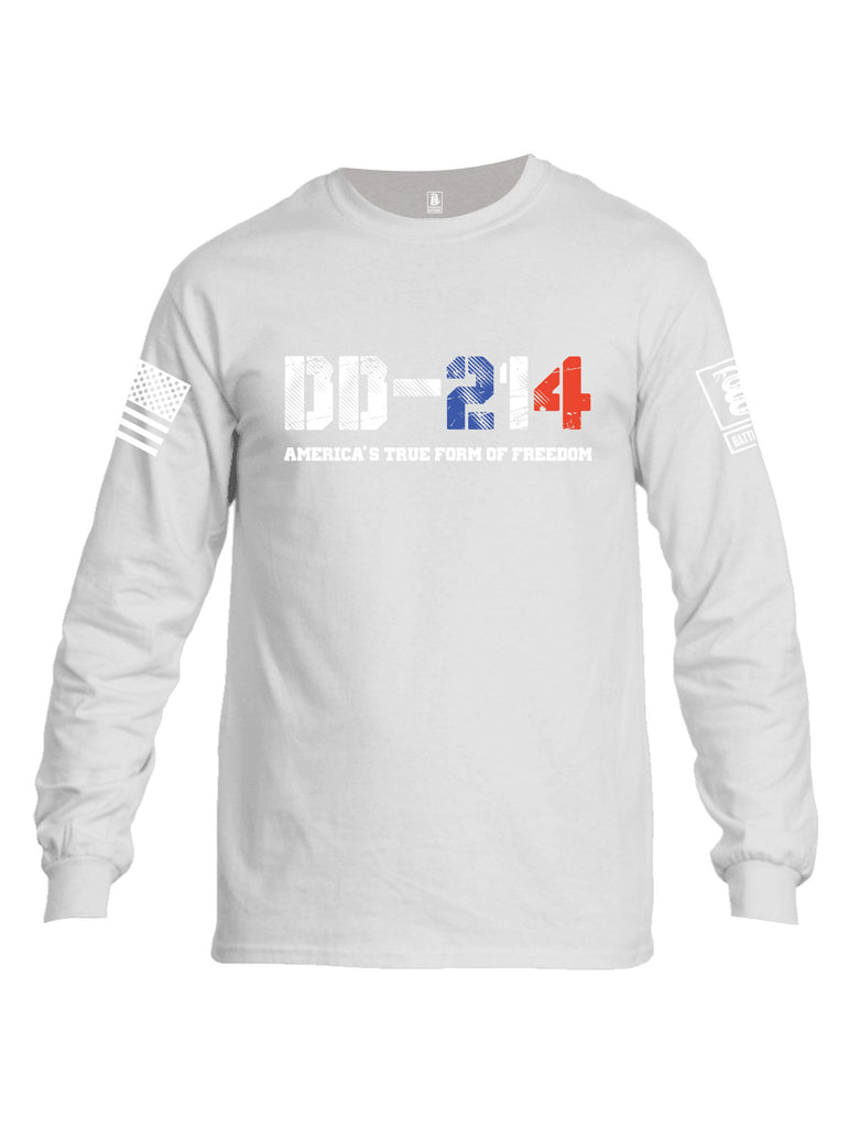 Battleraddle Dd214 Americas True Freedom White Sleeves Men Cotton Crew Neck Long Sleeve T Shirt