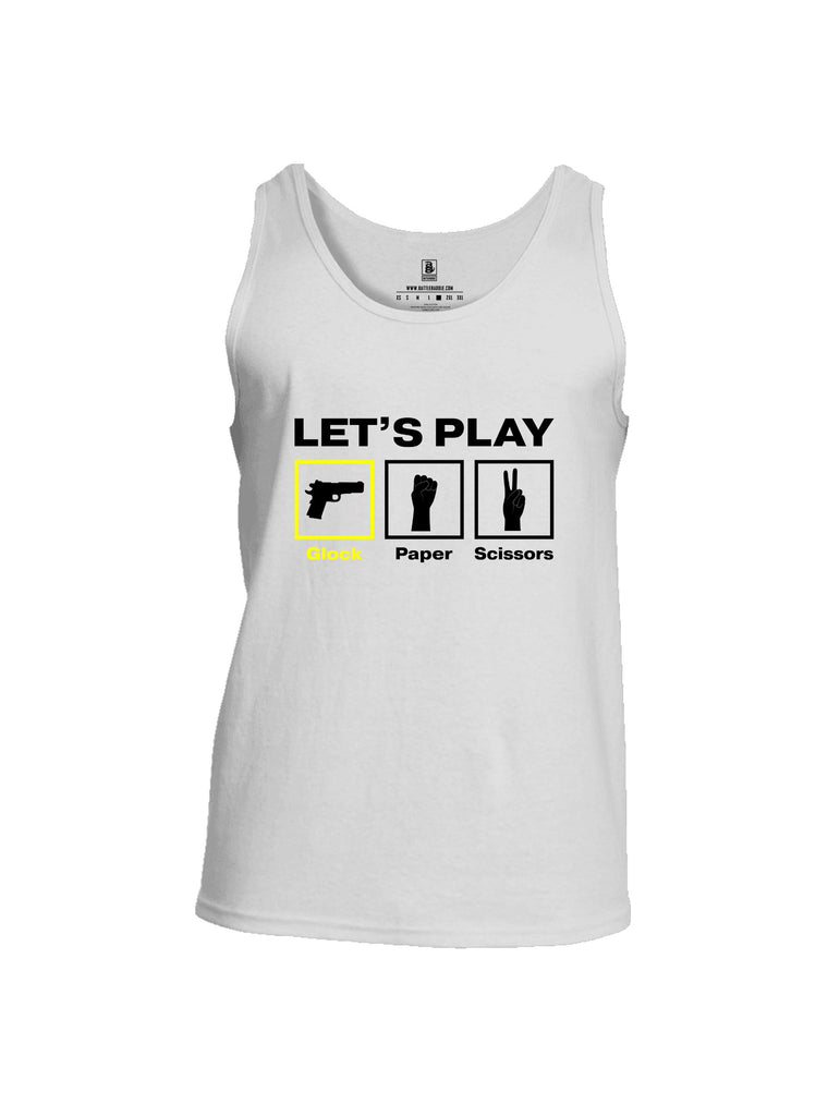 Battleraddle Let'S Play Glock Paper Scissors Black Sleeves Men Cotton Cotton Tank Top