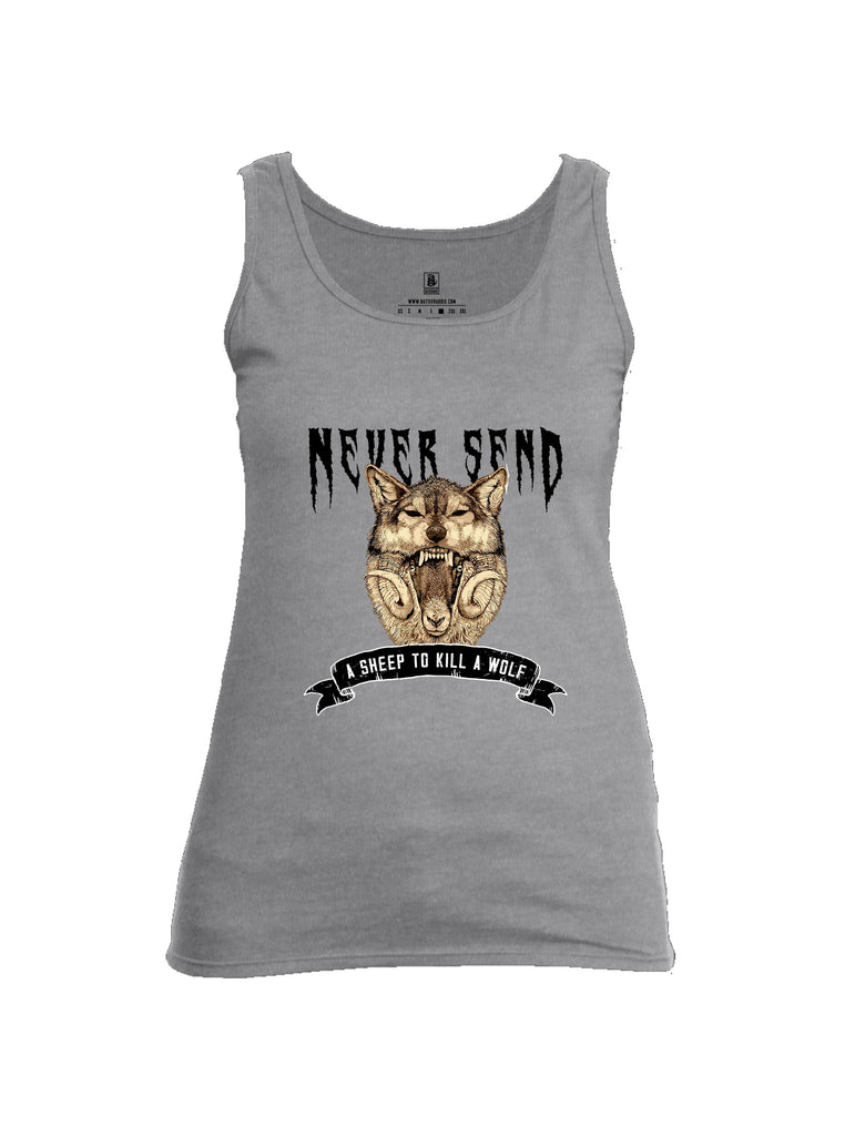 Battleraddle Never Send A Sheep To Kill A Wolf Black Sleeves Women Cotton Cotton Tank Top