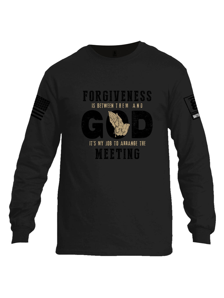 Battleraddle Forgiveness Is Between Them  Black Sleeves Men Cotton Crew Neck Long Sleeve T Shirt